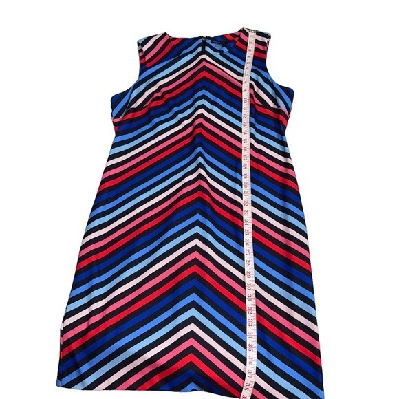 Tommy Hilfiger Sleeveless Dress Size 16 Chevron Colorful Summer Red Blue Summer - Picture 7 of 10